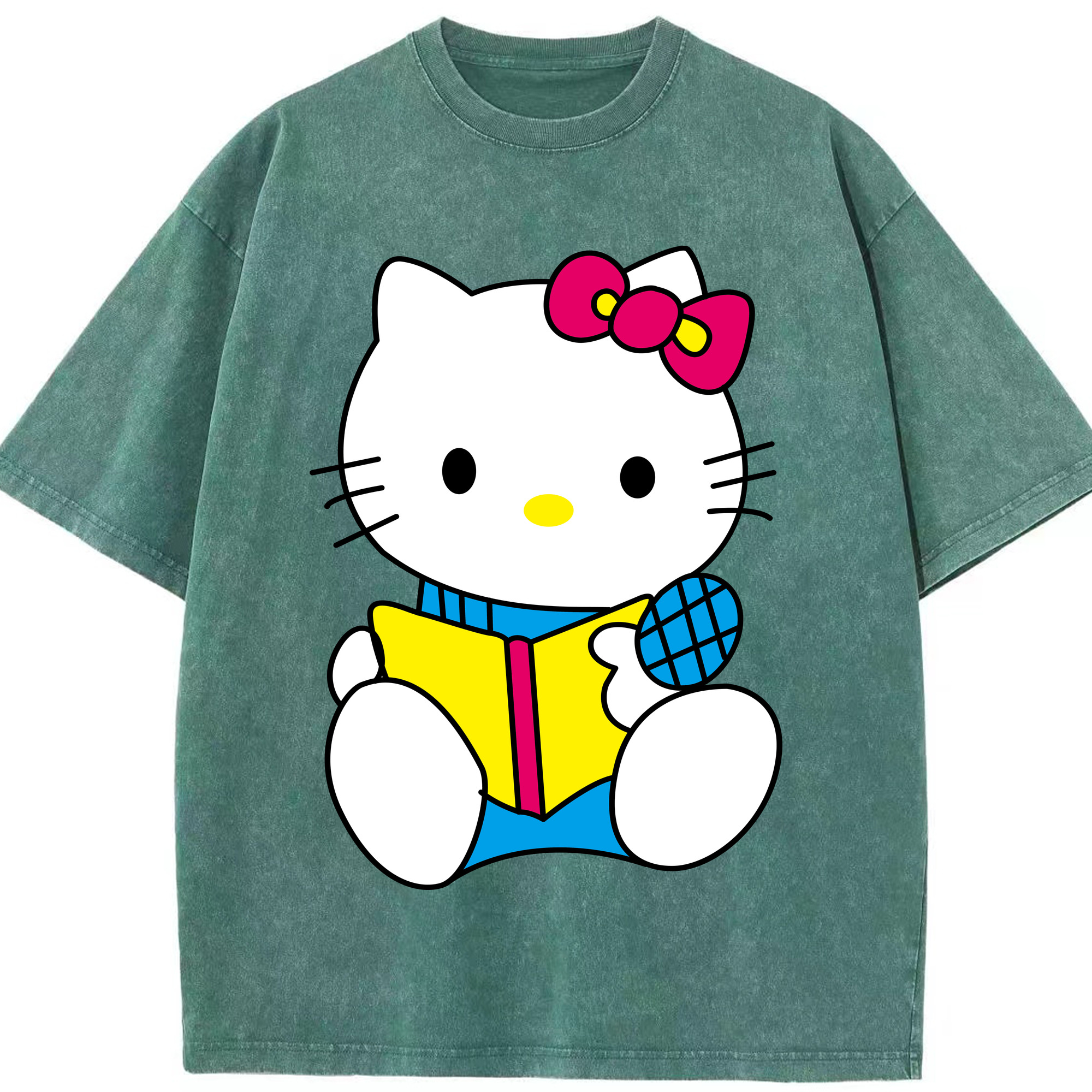 （画像用） Hello Kitty ハローキティ 綿100% ヴィンテージ風 半袖Tシャツ（フロントプリント）